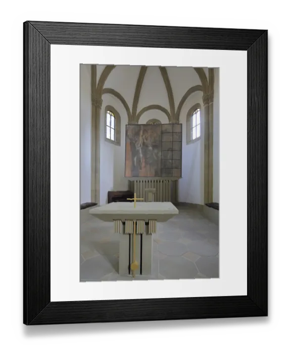 Framed Print : Altar with modern painting, St Boniface Castle Chapel Framed Print : Altar with modern painting, St Boniface Castle Chapel