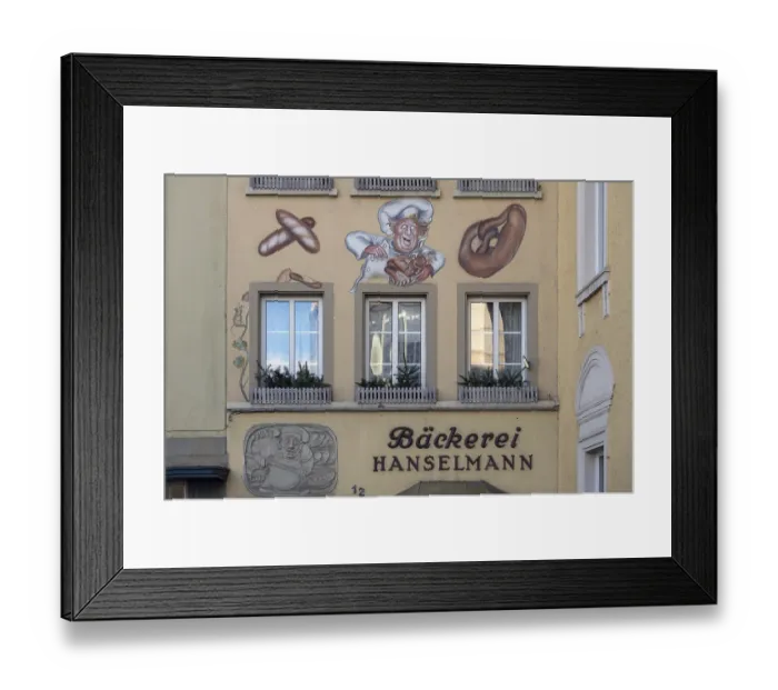 Framed Print : Wall painting on a bakery, Wurzburg