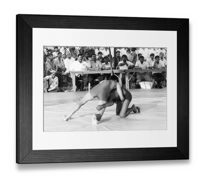 Framed Print : All India competition of wrestling held in Mysore during the Dussera celebrations 2007