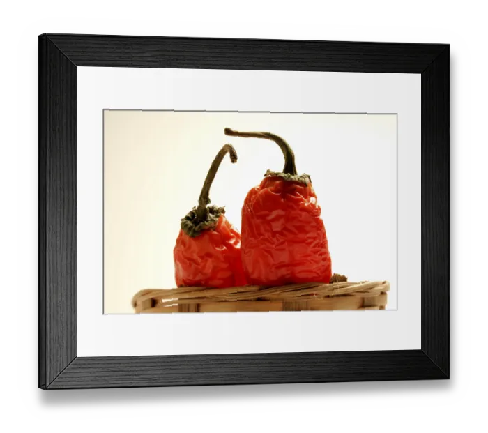 Framed Print : Indian spice in the form of one semi dried red pepper also known as chilly