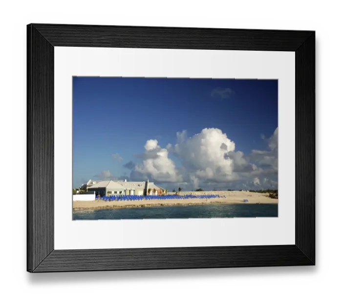 Framed Print : Beach chairs lined up, Grand turk