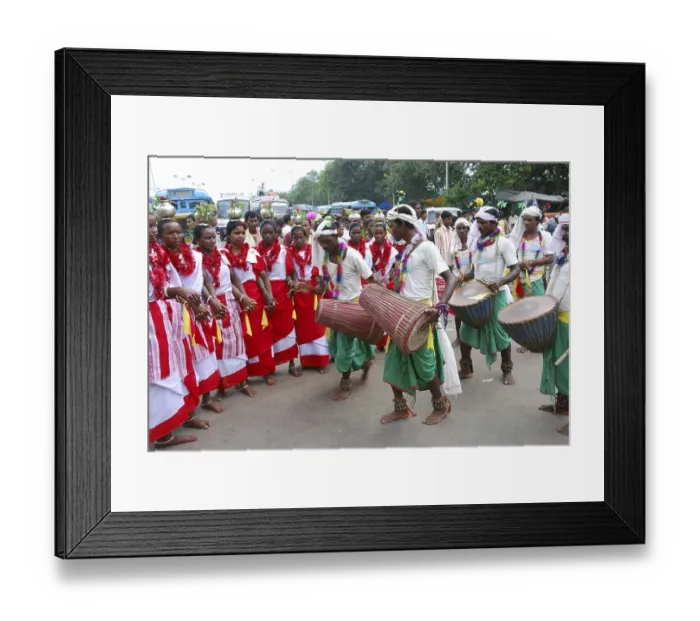 Framed Print : Artists performing Bengal folk dance