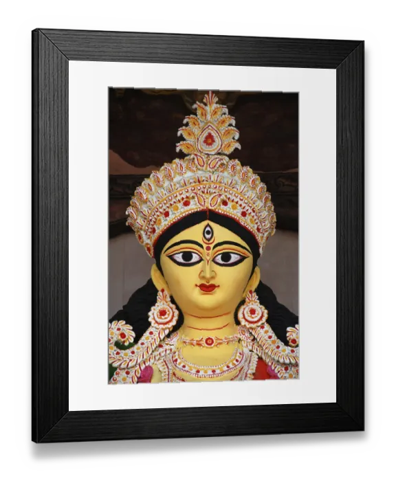Framed Print : Durga clay model showing third eye open on Durga puja