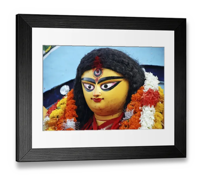 Framed Print : Durga clay model showing third eye open on Durga puja