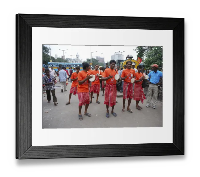 Framed Print : Men performing Bengal folk dance