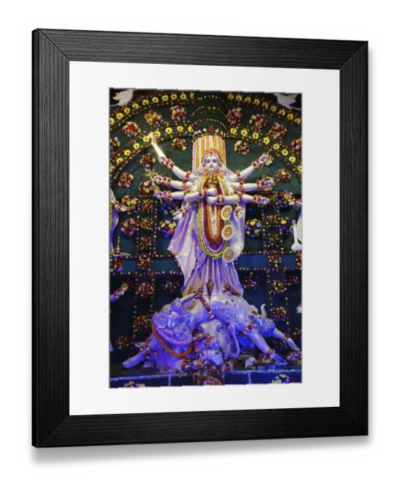 Framed Print : Durga clay model killing demon mahishasura on Durga puja