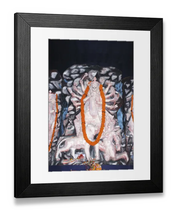 Framed Print : Durga clay model holding weapons killing demon on Durga puja Framed Print : Durga clay model holding weapons killing demon on Durga puja