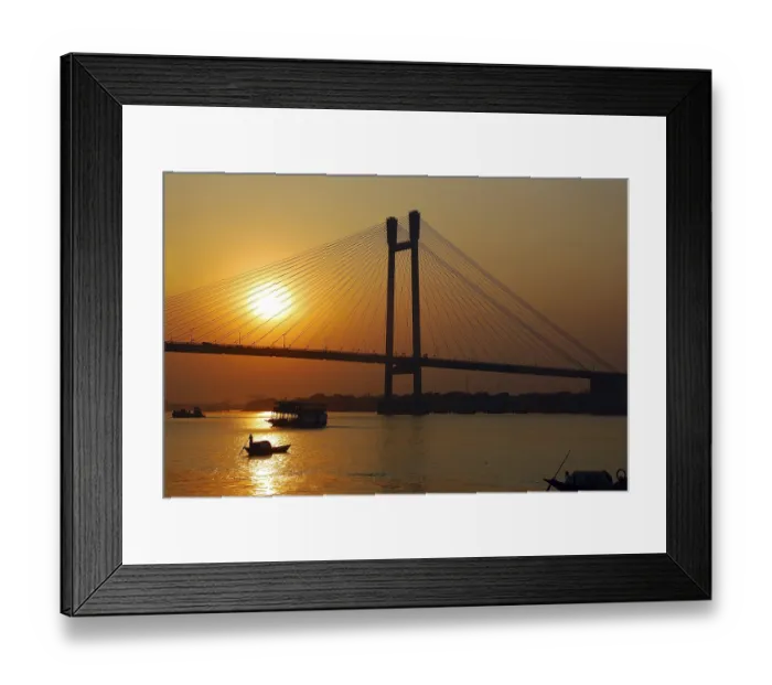 Framed Print : Sunset at Vidyasagar Setu new second bridge over Hooghly river