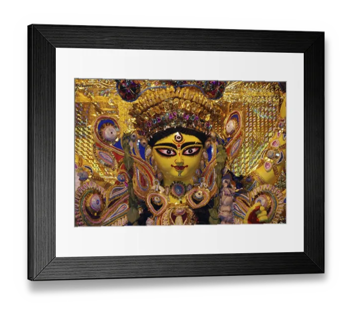 Framed Print : Decorative Durga clay model showing third eye open on Durga puja Framed Print : Decorative Durga clay model showing third eye open on Durga puja