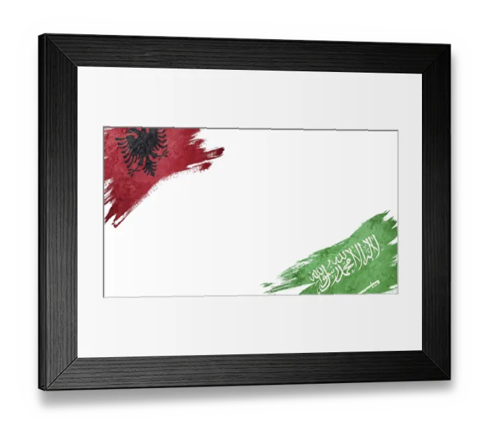 Framed Print : Flags of Albania and Saudi Arabia on white background