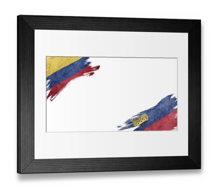 Framed Print : Flags of Colombia and Liechtenstein on white background
