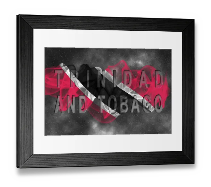 Framed Print : Trinidad and Tobago Flag with Starry Background Smoke Effect