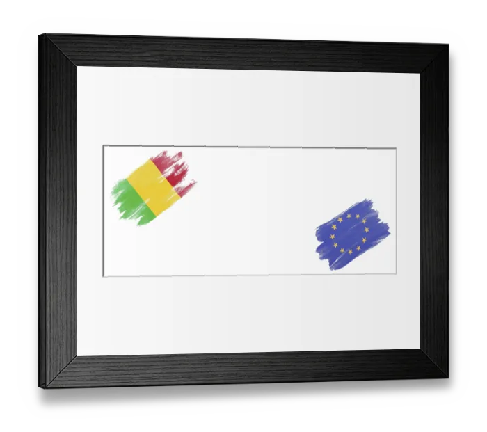 Framed Print : Mali and European Union Flags on White Background Framed Print : Mali and European Union Flags on White Background