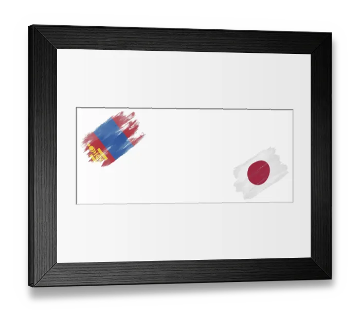 Framed Print : Mongolia and Japan Flags on White Background Framed Print : Mongolia and Japan Flags on White Background