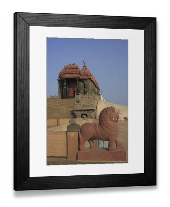 Framed Print : Statue of lion at Vivekananda Memorial located on Rocky Island