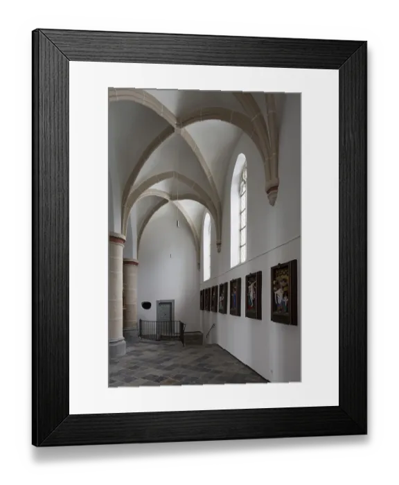 Framed Print : North aisle, view to the west with the Stations of the Cross and exit to the crypt Framed Print : North aisle, view to the west with the Stations of the Cross and exit to the crypt