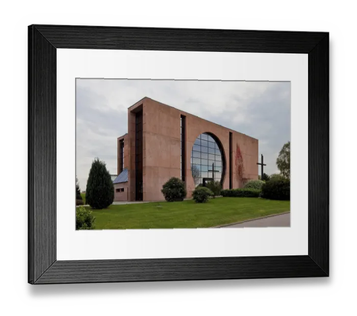 Framed Print : Disc-shaped portal facade