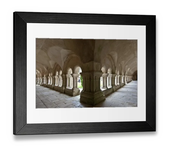 Framed Print : Fontenay former Cistercian monastery Cloister Corner situation pointed barrel vault with pierced caps Framed Print : Fontenay former Cistercian monastery Cloister Corner situation pointed barrel vault with pierced caps