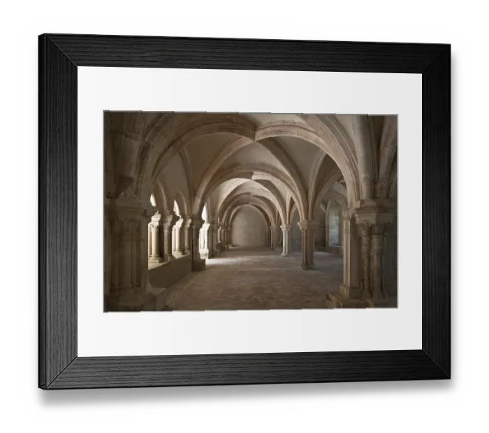 Framed Print : Fontenay former Cistercian monastery chapter house inside facing north