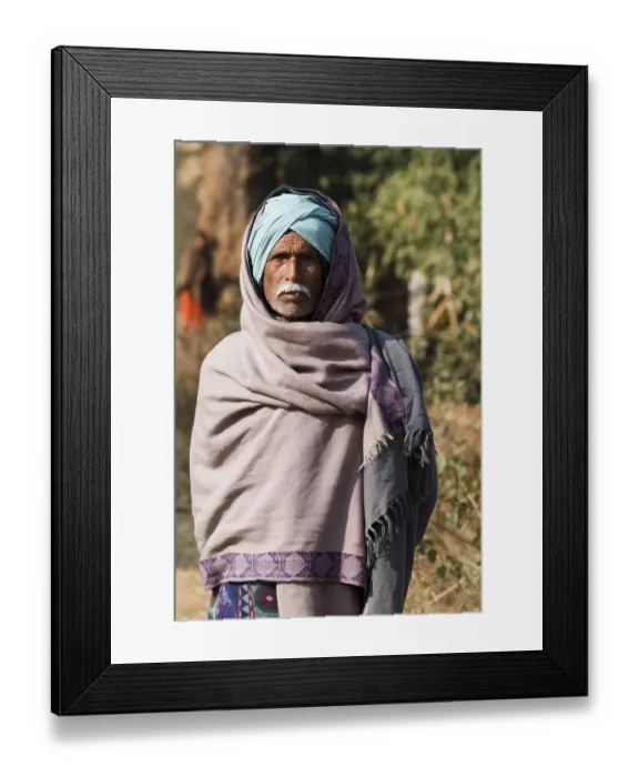 Framed Print : Man with traditional turban, Jharkhand, India Framed Print : Man with traditional turban, Jharkhand, India