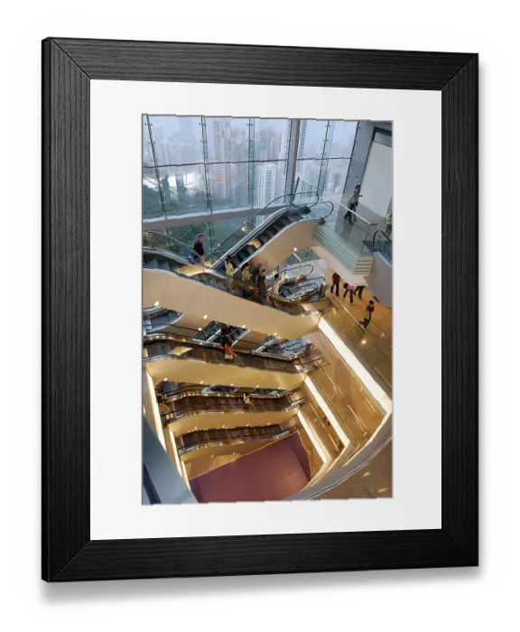Framed Print : Interior view of Victoria peak from top floor of Victoria peak