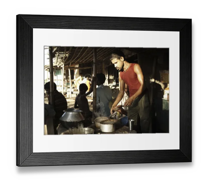 Framed Print : Man running tea stall, Kishanganj, Bihar, India