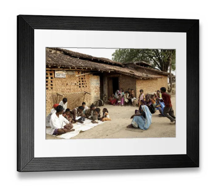 Framed Print : People listening radio, NGO Alternative for India Development (AID)