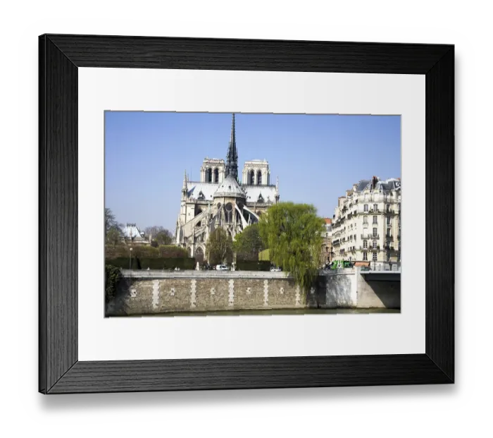 Framed Print : Old Notre-dame cathedral across River Seine