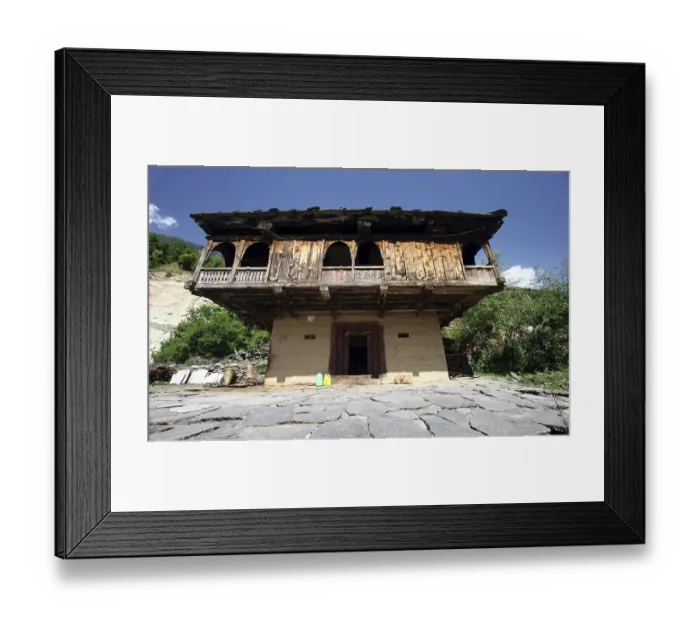 Framed Print : Wooden house, Village Goshal, Manali