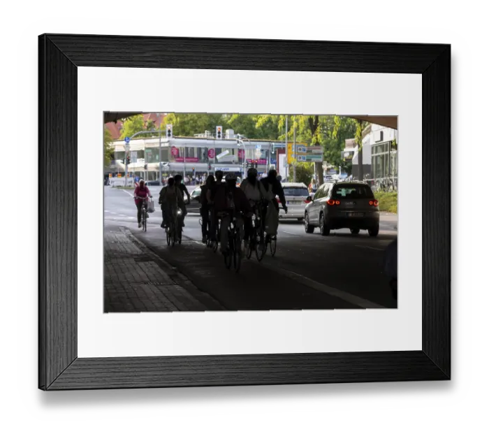 Framed Print : Cycle traffic in Munster, cycle path on Wolbecker StraBe