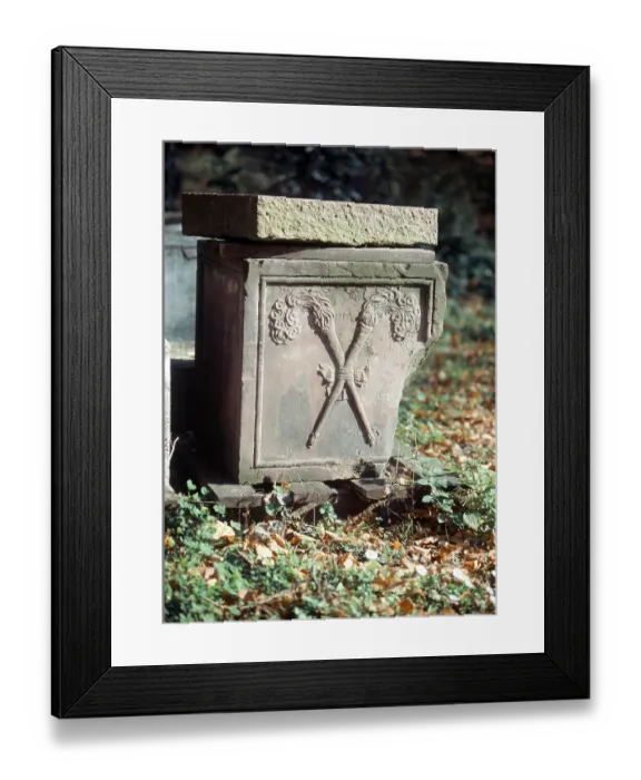 Framed Print : Gravestone fragment with torches