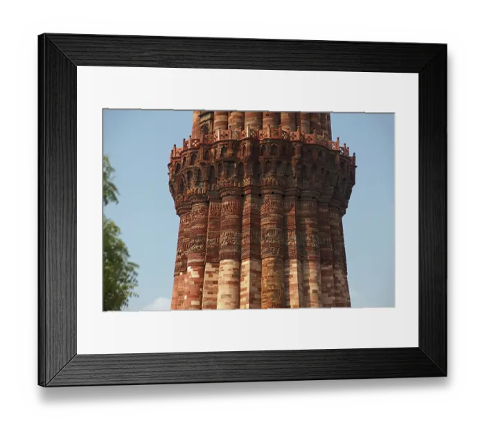 Framed Print : Caligraphy on Kutub Minar, Delhi, India