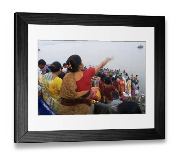Framed Print : Bengalese celebrating Kartik Purnima (Full Moon) at Babu Ghat