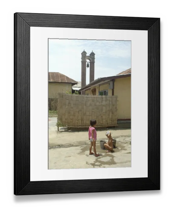 Framed Print : Children bathing, Imphal, Manipur, India