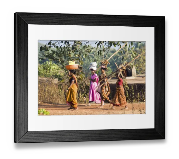 Framed Print : Working ladies on way at Anjarle village
