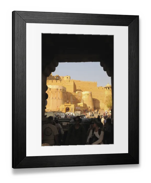 Framed Print : View of Jaislamer fort made of sandstone with imposing wall