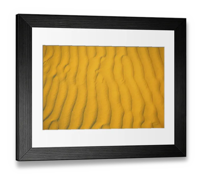 Framed Print : Sand pattern in form of ripples in morning light golden color Framed Print : Sand pattern in form of ripples in morning light golden color