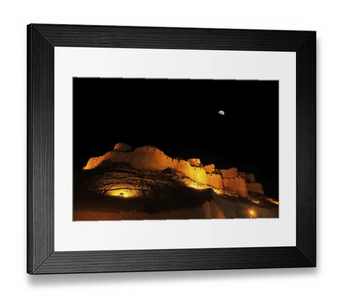 Framed Print : Nightview of half moon above fort of Jaisalmer