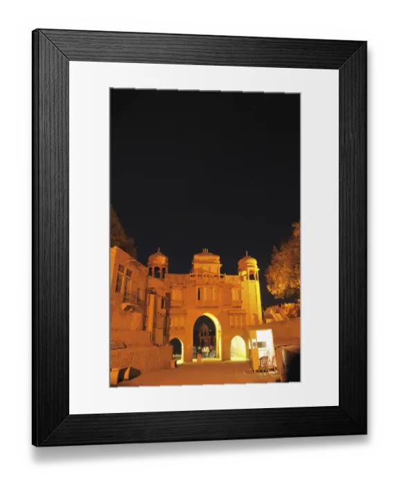 Framed Print : Nightview of gate to Gadsisar or Gadisar lake