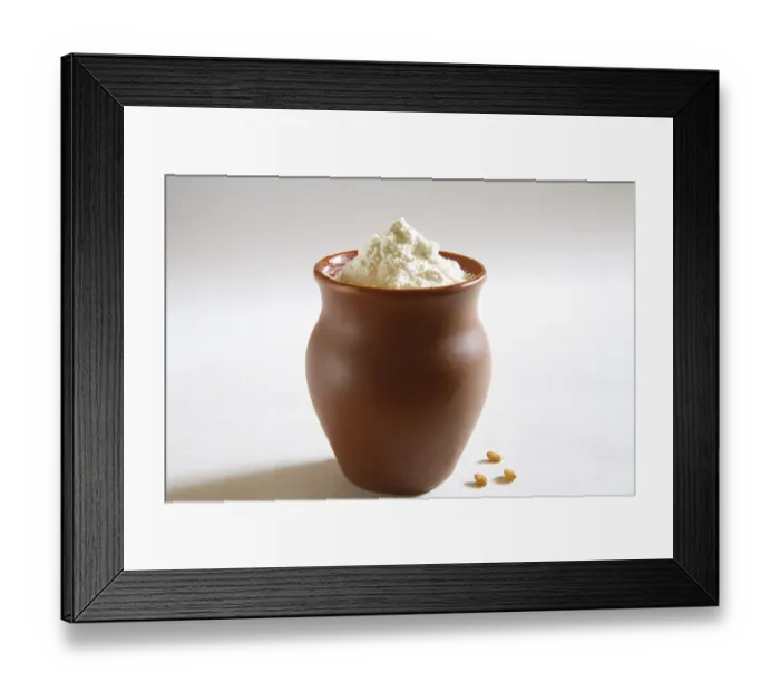 Framed Print : Maida, wheat flour in clay pot, India