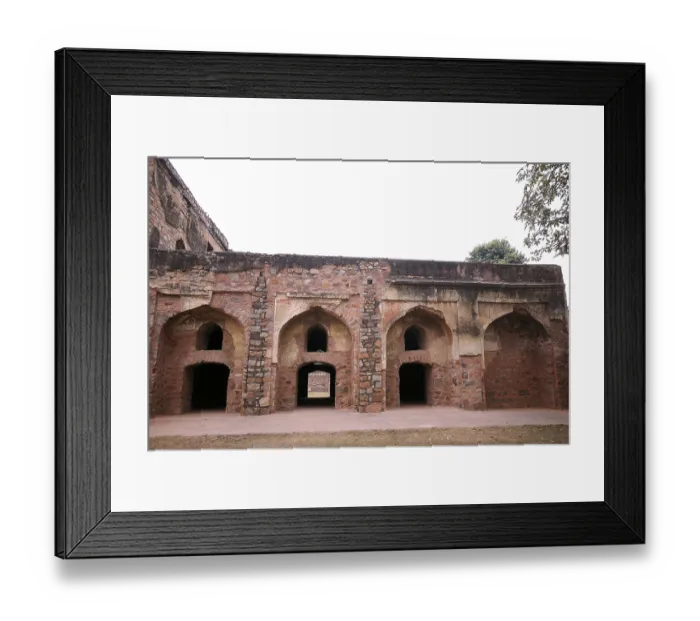 Framed Print : Persian craftsmen inside Arab sarai gate at Humayun tomb Framed Print : Persian craftsmen inside Arab sarai gate at Humayun tomb