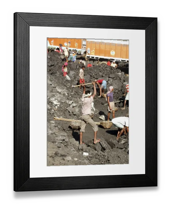 Framed Print : Workers working in Coal mine in Jharkhand, India
