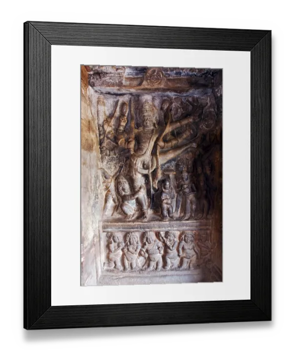 Framed Print : Vishnu Trivikrama sculpture bas relief in cave two
