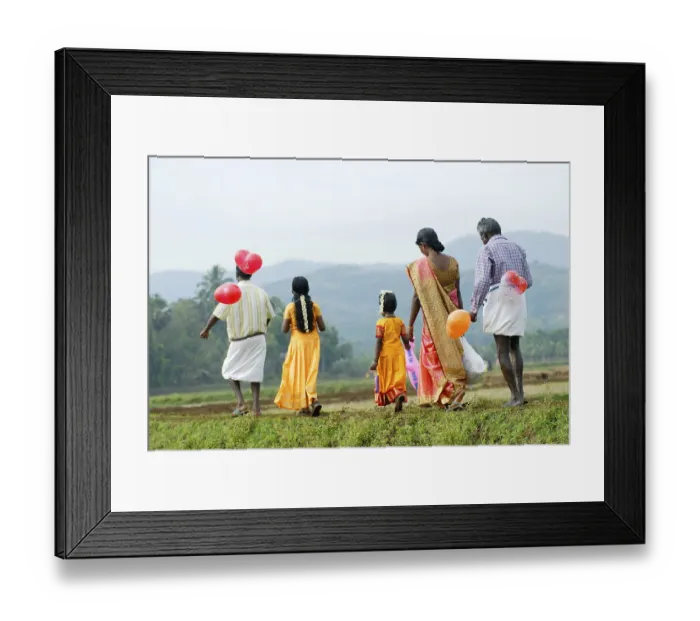 Framed Print : People carrying balloons for festival