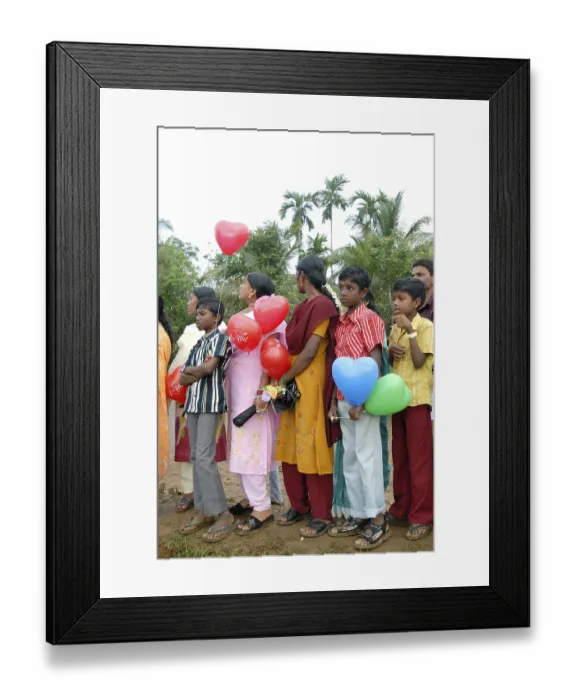 Framed Print : People holding balloons and celebrating festival Framed Print : People holding balloons and celebrating festival