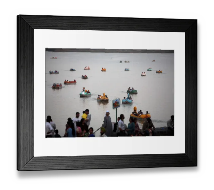 Framed Print : People boating at Le Corbusier architectural wonder