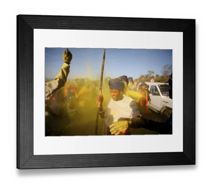 Framed Print : Nihangs or Sikh warriors throwing colours on each other during Holi festival with celebration of Hola Mohalla