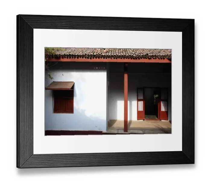 Framed Print : View of one of room at Sabarmati ashram at Ahmedabad