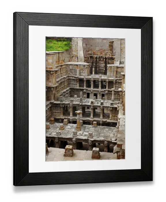 Framed Print : Rani ki vav, stone carving, underground structure
