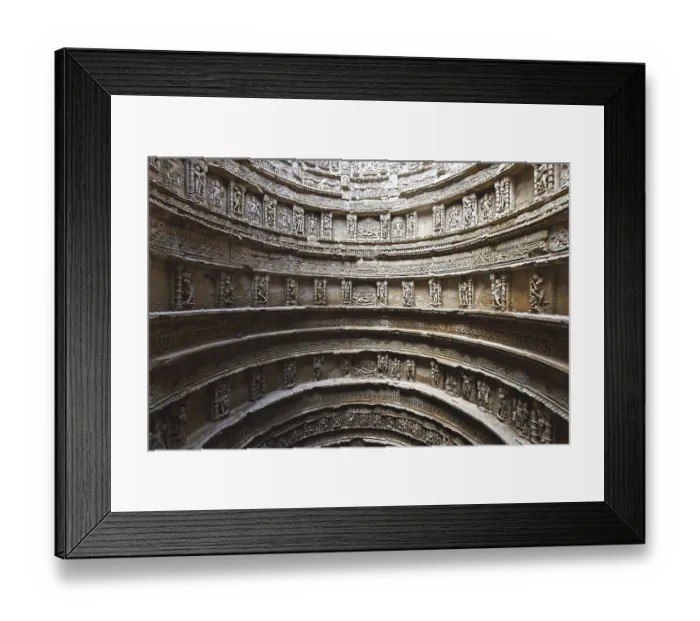 Framed Print : Rani ki vav, step well, stone carving